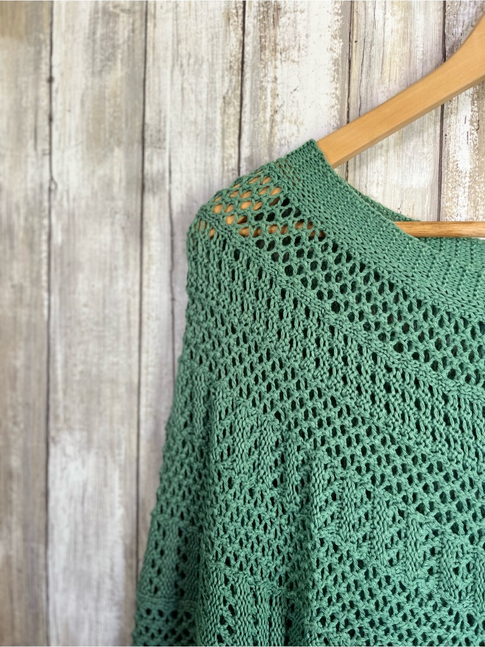 Entro Green Crochet Knit Ruffle Tiered Boho Blouse Top Size S - Picture 2 of 5